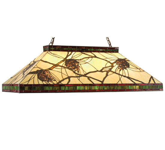 Meyda Tiffany Pinecone Mission Oblong Pendant - Stained Glass Pinecone Mission Oblong Pendant Turned On