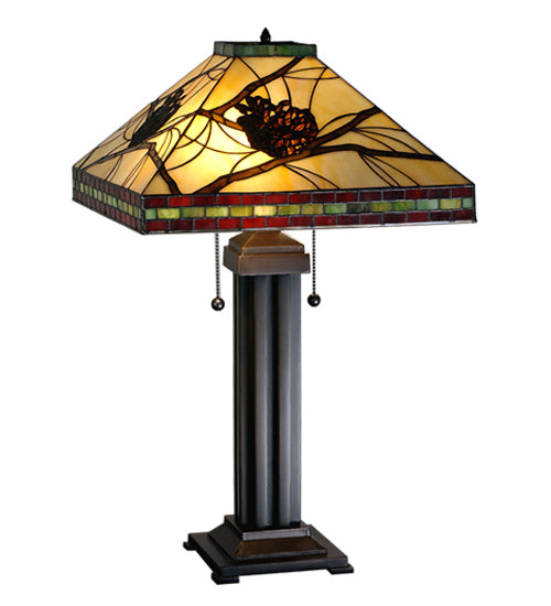 Meyda Tiffany Pinecone Mission Table Lamp