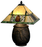Meyda Tiffany Pinecone Ridge Table Lamp - Stained Glass Pinecone Ridge Table Lamp Turned On
