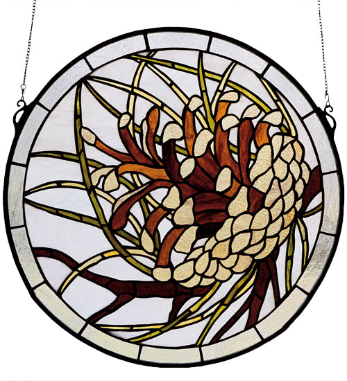 Meyda Tiffany Pinecone Stained Glass Window