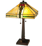Meyda Tiffany Poppy Table Lamp - Stained Glass Poppy Table Lamp Turned On