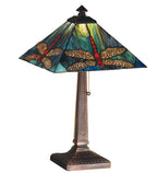 Meyda Tiffany Prairie Dragonfly Table Lamp - Stained Glass Prairie Dragonfly Table Lamp Turned On