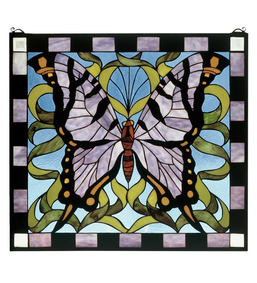 Dragonflies: Meyda Tiffany Purple Butterfly Stained Glass Window