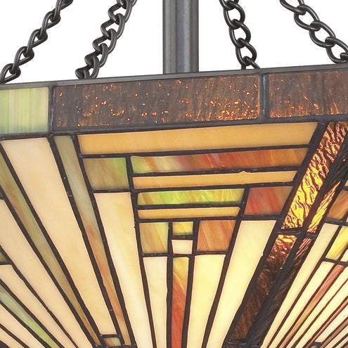 Quoizel Stephen Small Semi Flush Ceiling Fixture - Stained Glass Stephen Small Semi Flush Ceiling Shade Closeup