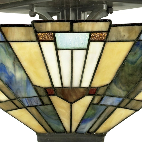 Quoizel Inglenook Semi Flush Ceiling Fixture - Stained Glass Inglenook Semi Flush Ceiling Fixture Shade Closeup