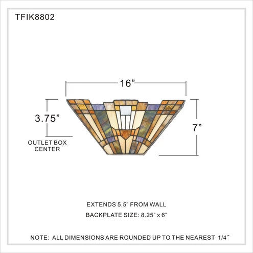 Quoizel Inglenook Sconce - Stained Glass Inglenook Sconce Full Dimensions