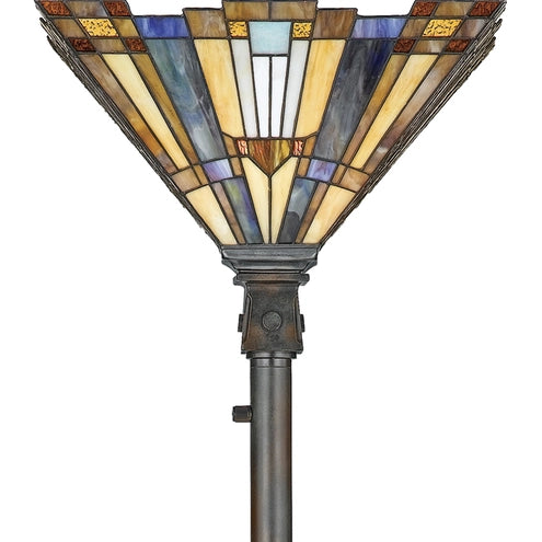 Quoizel Inglenook Torchiere Lamp - Stained Glass Inglenook Torchiere Lamp Closeup