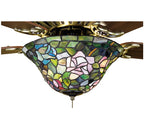 Meyda Tiffany Rosebush Fan Light - Stained Glass Rosebush Fan Light Turned On