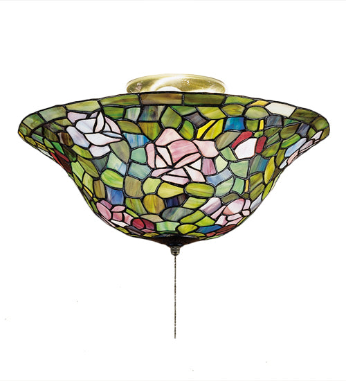 Meyda Tiffany Rosebush Flush Mount - Stained Glass Rosebush Flush Mount Turned On