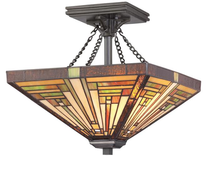 Quoizel Stephen Small Semi Flush Ceiling Fixture - Stained Glass Stephen Small Semi Flush Ceiling Fixture