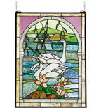 Meyda Tiffany Swans Stained Glass Window - Stained Glass Swans Stained Glass Window