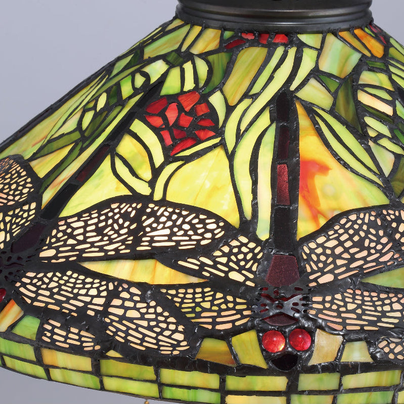 Quoizel Jungle Dragonfly Table Lamp - Stained Glass Jungle Dragonfly Table Lamp Turned On Shade Details