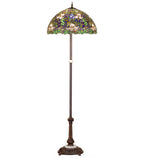 Meyda Tiffany Trillium and Violet Floor Lamp - Stained Glass Trillium and Violet Floor Lamp Turned On