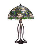 Meyda Tiffany Trillium and Violet Table Lamp - Stained Glass Trillium and Violet Table Lamp Turned On