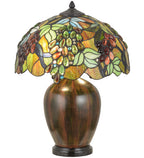 Meyda Tiffany Vinifera Table Lamp - Stained Glass Vinifera Table Lamp Turned On